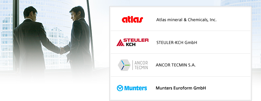 Atlas mineral & Chemicals,Inc. STEULER-KCH GmbH. ANCOR TECMIN S.A. HEBEI ANCOR TECMIN KNT POLYMER CONCRETE CO.,LTD. Munters Euroform aGmbH.
